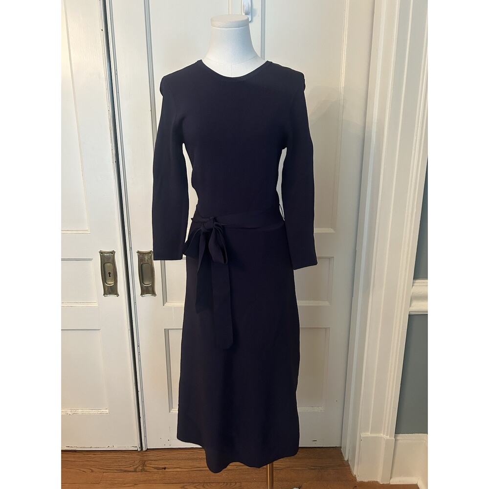 Eliza J Fit and Flare Midi Sweater Dress Womens Size Medium Blue Classic Preppy